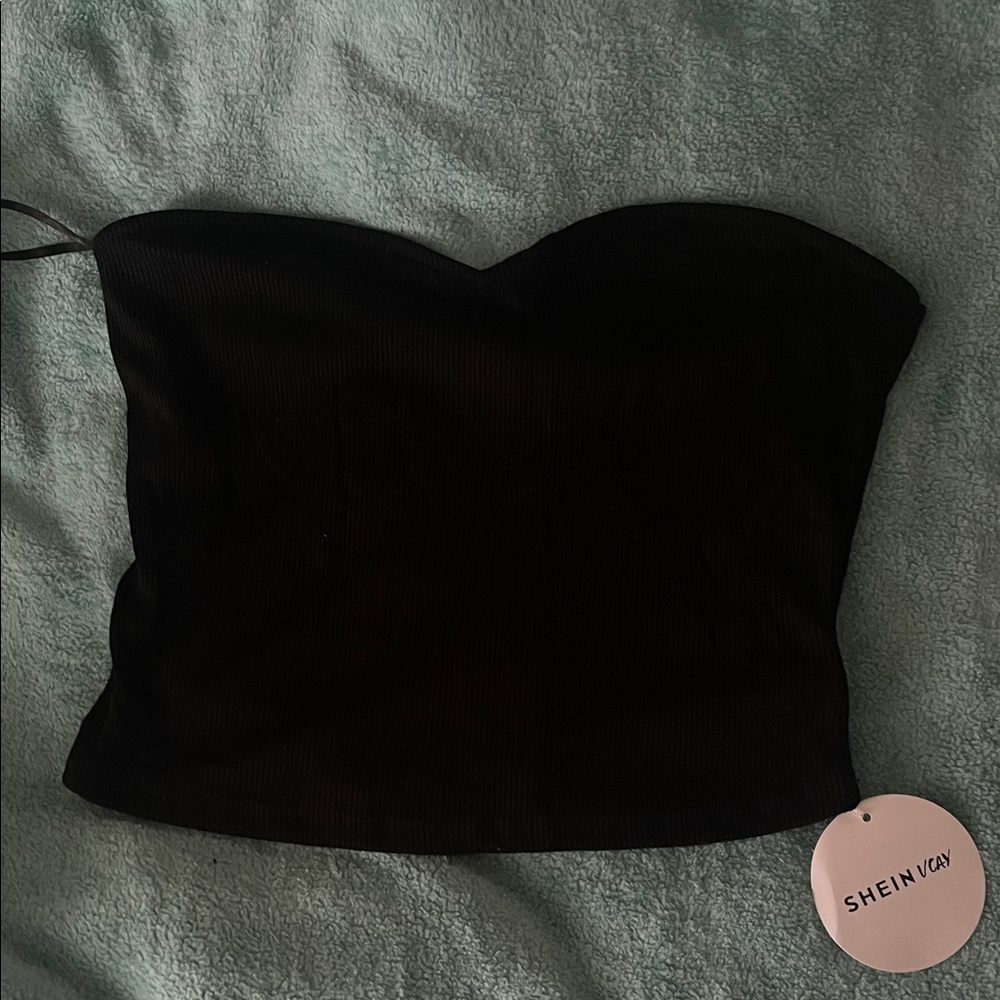 SHEIN Elegant Black Strapless Top